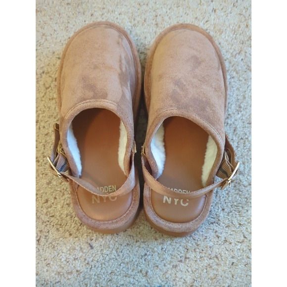 Madden Nyc Shoes - Madden NYC Faux Suede Platform Slip-On Shoes Sherpa Lined‎ Tan Cozy Casual